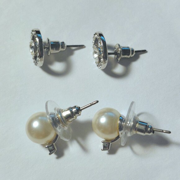 Swarovski Crystal Silver Earrings X 2 pairs - Picture 2 of 2